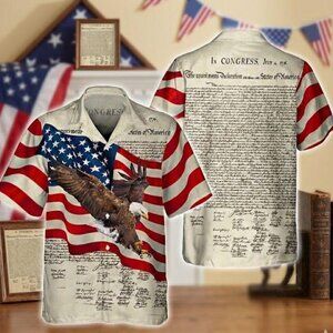 Declaration of Independence Hawaiian Shirt, America Flag 250th Anniversary